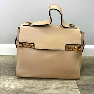 Leather shoulder bag .Elegant.Beige.Genuine Leather.
